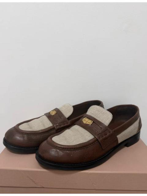 Miu Miu MiuMiu Leather and Linen Penny Loafers