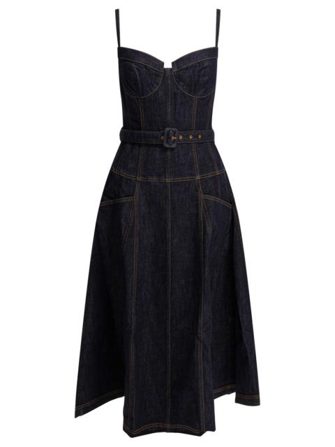 self-portrait Self-portrait Denim Flared Midi Dress