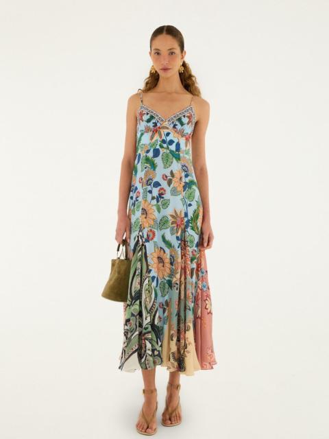 FARM RIO Light Blue Floral Delhi Sleeveless Maxi Dress