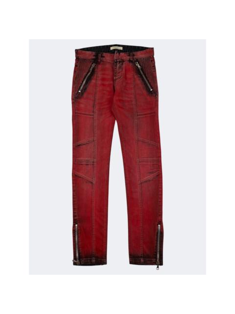 Other Designers Pierre Balmain - Red Signature Destroy Motorcycle Jeans