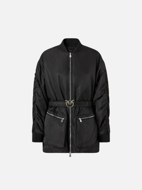 PINKO LONG TECHNICAL SATIN BOMBER JACKET