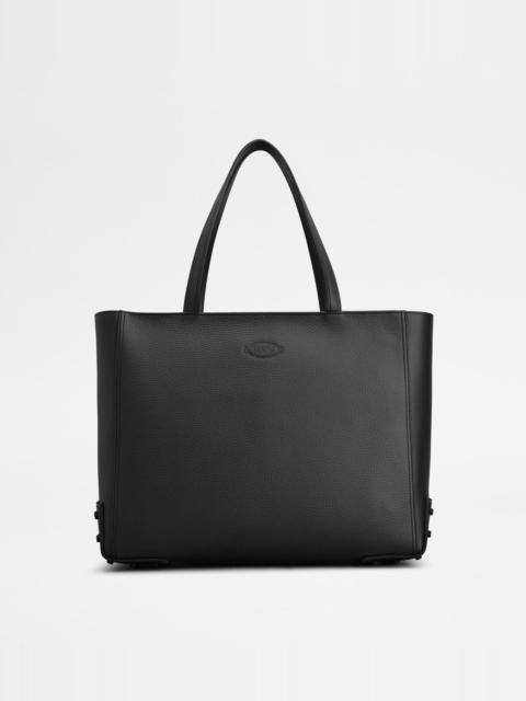 Tod's SHOPPING BAG IN LEATHER MEDIUM - BLACK