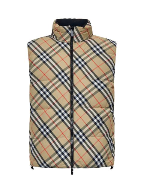 Checked Zipped Reversible Padded Gilet