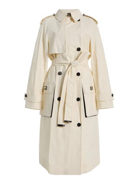 FERRAGAMO Coated Linen Trench Coat white