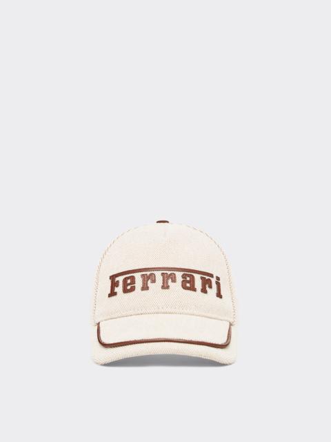 Ferrari Baseball cap with embroidered Ferrari logo and leather details