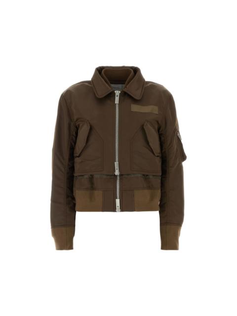 sacai SACAI Brown Nylon Bomber Jacket New & Authentic (Women's siz
