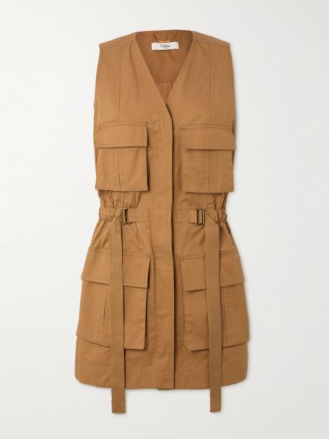 Chloé Buckled cotton-twill vest Beige