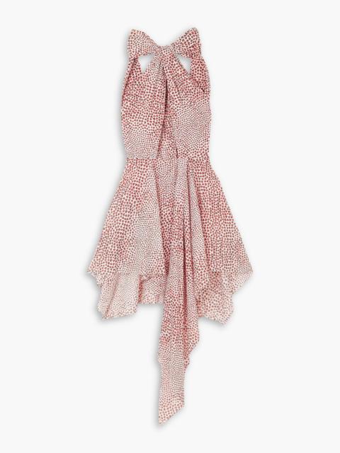 Stella McCartney Asymmetric cutout printed cotton halterneck mini dress