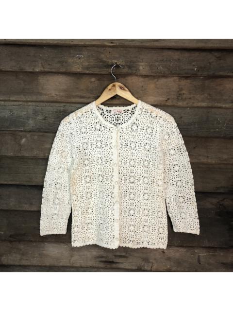 Other Designers Patterned Cardigans - All By Hand Mesh Net Knit Patterned Cardigan