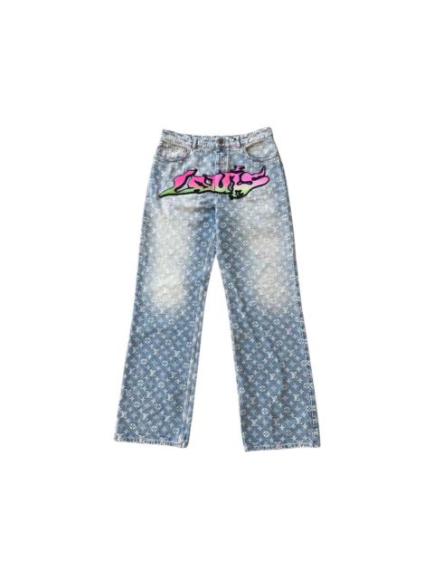 Graffiti monogram baggy denim jeans