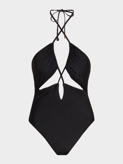 RAMY BROOK Nia Cutout Halter One-Piece Swimsuit