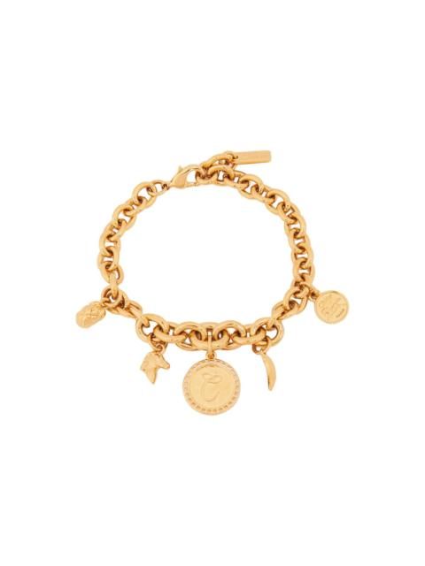 Chloé Metallic Bracelet With Charms And Chain-link Design In Brass Woman