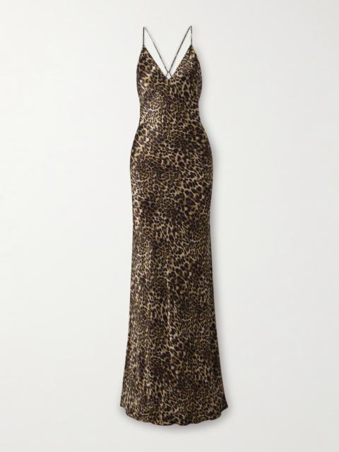NILI LOTAN Ira Leopard-print Silk-charmeuse Gown