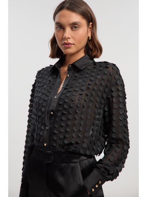 KAREN MILLEN Textured Georgette With Satin Collared Woven Shirt