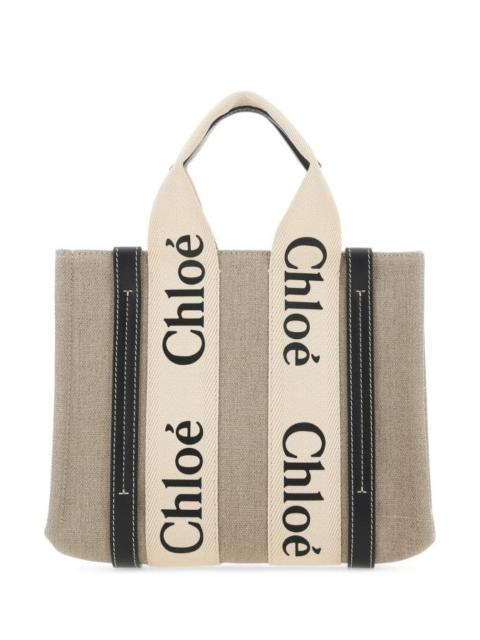 Chloé SMALL WOODY TOTE BAG IN LINEN