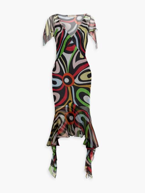 PUCCI Asymmetric printed silk-georgette dress