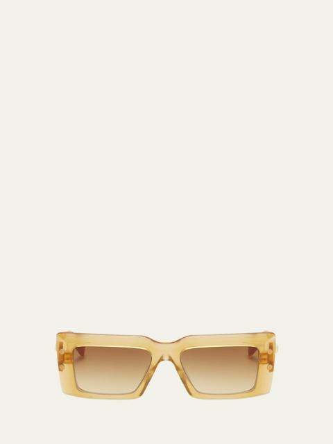 Balmain Imperial Acetate & Titanium Rectangle Sunglasses