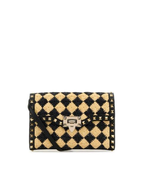 Valentino Valentino Garavani Two-Tone Raffia Rockstud Crossbody Bag
