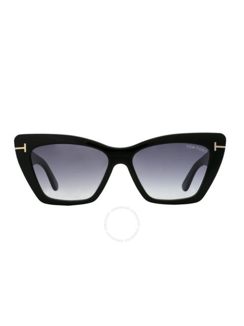 TOM FORD Tom Ford Wyatt Grey Gradient Cat Eye Ladies Sunglasses FT0871 01B 56