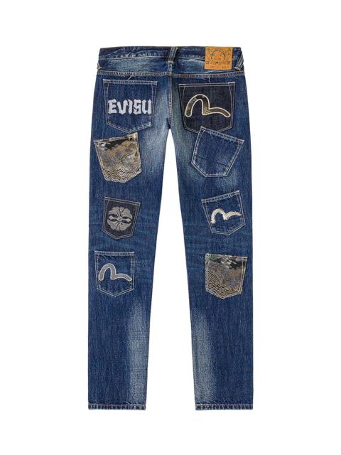 EVISU Brocade Patchwork Denim Jeans #2017