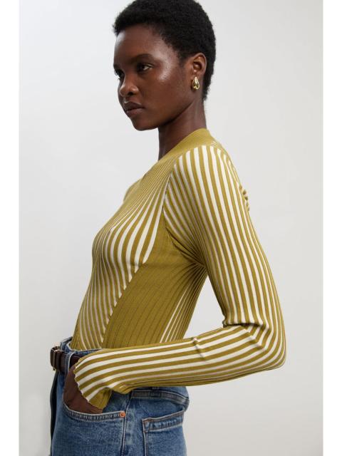 KAREN MILLEN Stripe Fitted Long Sleeve Knitted Top