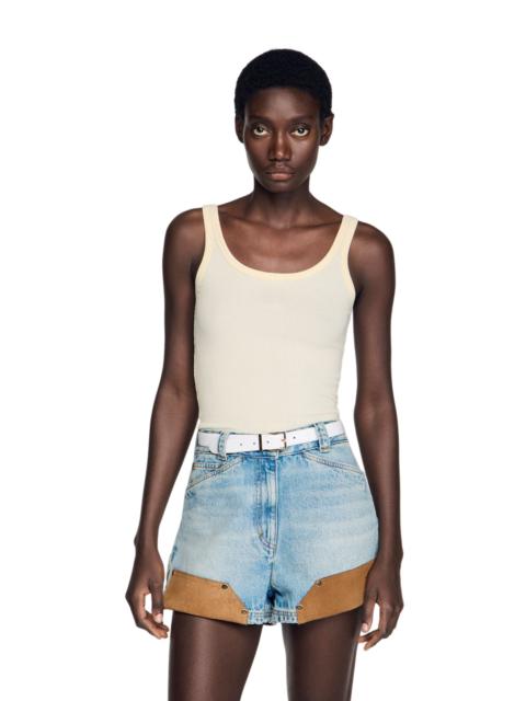 Sandro SANDRO Ribbed vest top in Light Yellow at Nordstrom