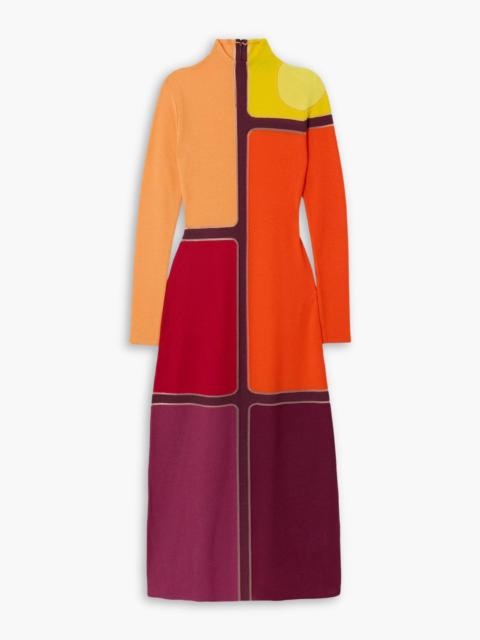 GABRIELA HEARST Apollonis color-block wool and cashmere-blend turtleneck midi dress