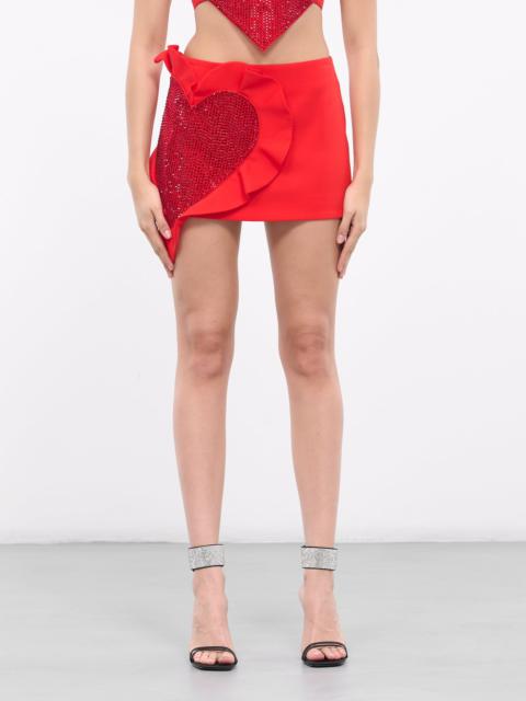 AREA Crystal Heart Mini Skirt