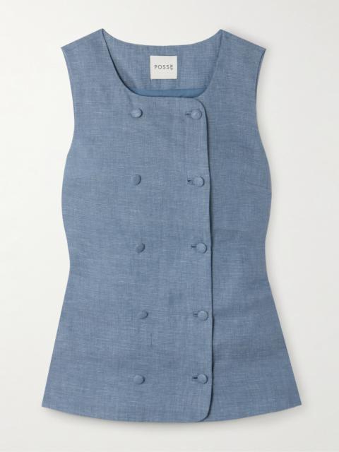POSSE Thea Double-breasted Linen Vest