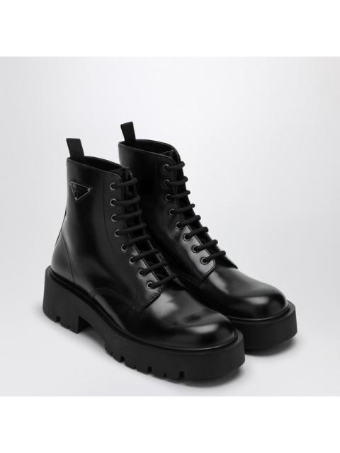 Prada Prada Black Brushed Leather Ankle Boot Men