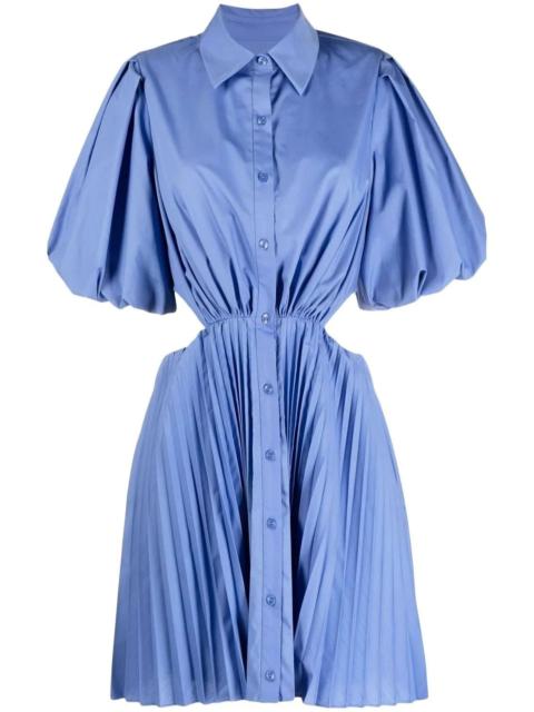 SIMKHAI Nadine Pleated Poplin Puff Sleeve Shirt Dress