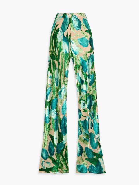 Cult Gaia Stacie printed devoré-chiffon flared pants
