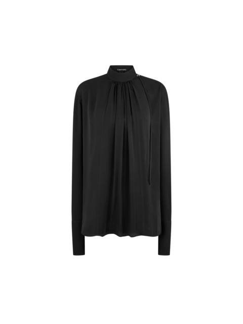 TOM FORD WASHED SILK GEORGETTE LONG SLEEVE BLOUSE