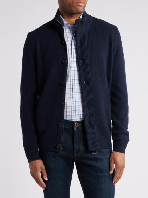 Barbour Barbour Wool Button & Zip Front Cardigan in Navy at Nordstrom
