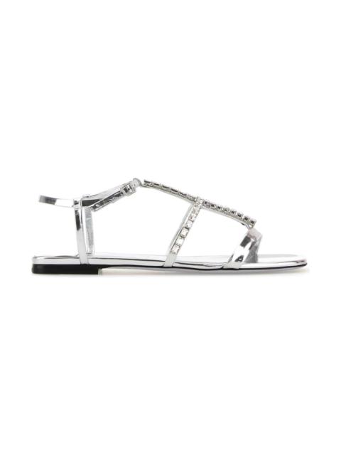 JIMMY CHOO Silver Leather Gwyn Sandals
