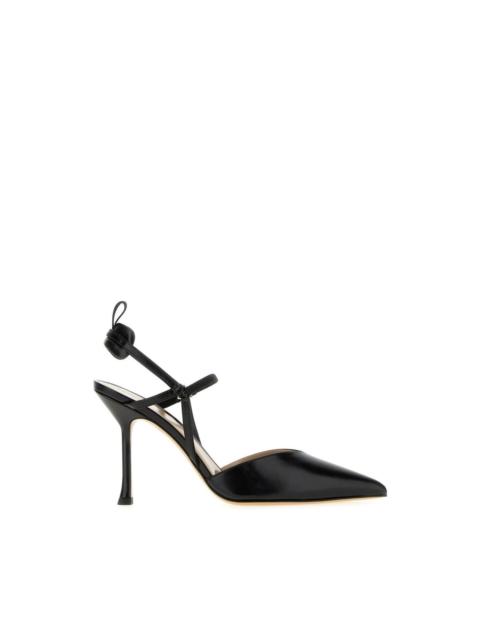 FENDI FENDI $1050 Very Colibrì Black Leather High-Heeled Slingback