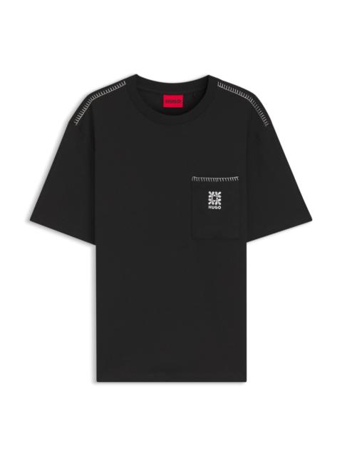 HUGO COTTON-JERSEY T-SHIRT WITH EMBROIDERED LOGO