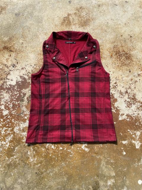 Other Designers Japanese Brand - Repezeen Plaid Asymmetrical Sleeveless Jacket / Vest