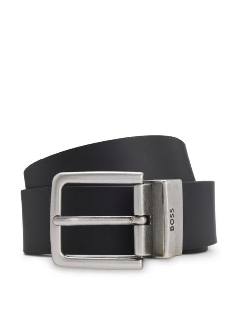 BOSS REVERSIBLE BELT IN PLAIN AND GRAINED LEATHER