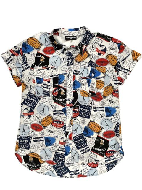 Other Designers Karl Lagerfeld - Graphic Short Sleeve Button Up Shirt