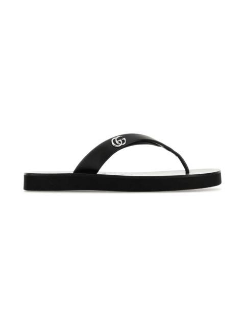 GUCCI Black Leather Thong Slippers