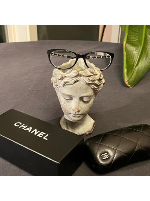 CHANEL Chanel Rare Navy Blue Silver Chain 3268-Q Eyeglasses Logo 53-17-140 EUC Glasses