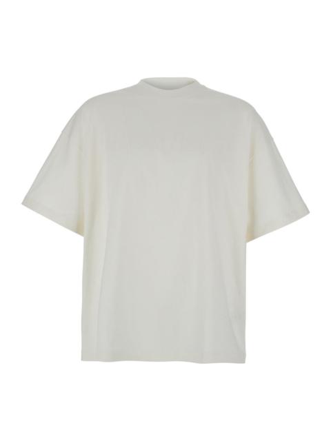 Jil Sander Jil Sander Men White Crewneck T-Shirt With Front Logo Print In Cotton Man