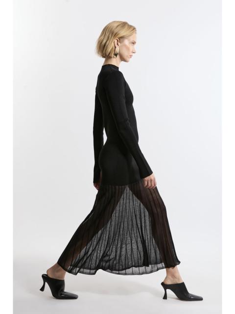 KAREN MILLEN Viscose Blend Knit Sheer Skirt Maxi Dress