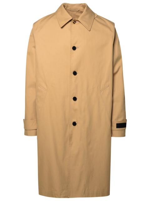 Versace Man 'Barocco' Beige Cotton And Silk Trench Coat