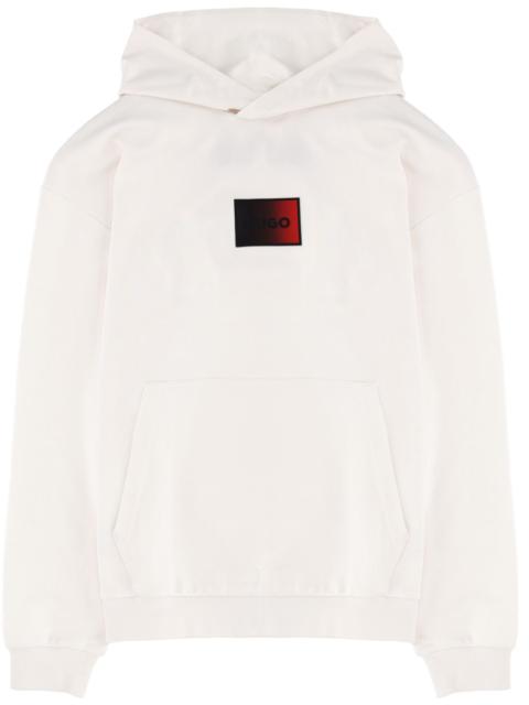 HUGO COTTON SWEATSHIRT WITH LOGO PATCH AND HOODIE