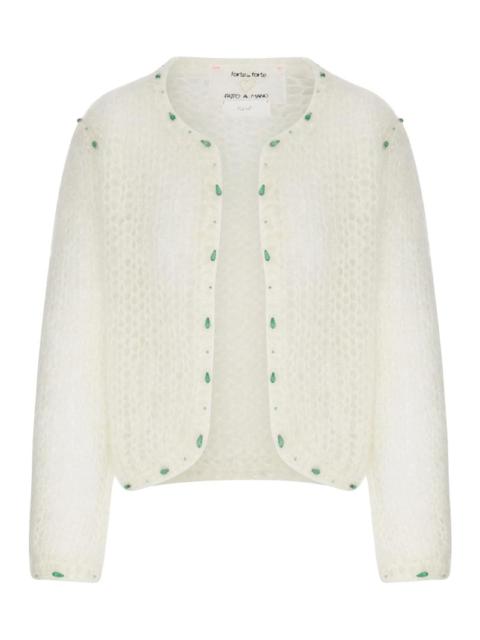 forte_forte Forte Forte Women Short Cardigan In Openwork Knit With Embroidery