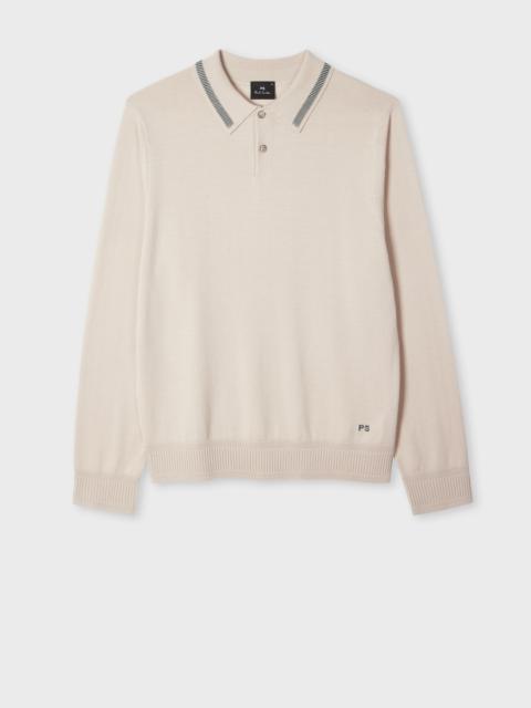 Paul Smith Ecru Merino Wool Knitted Polo Shirt