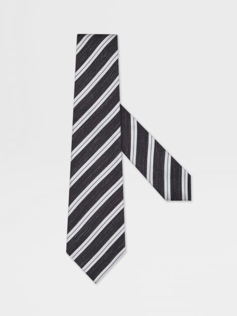 ZEGNA NAVY BLUE SILK AND LINEN TIE