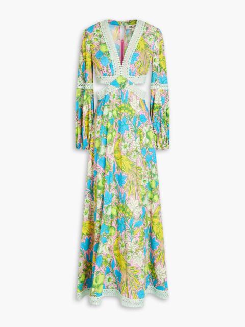 DIANE VON FURSTENBERG Lina embroidered floral-print crepe maxi dress
